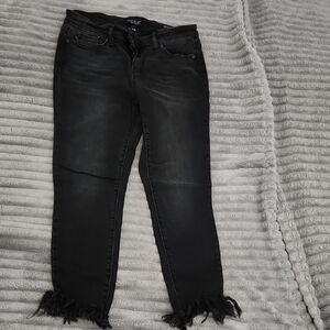 Judy Blue Charcoal Frayed Hem Skinny Jeans